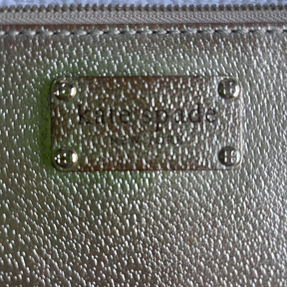 KATE SPADE Gold Shiny Clutch Leather Chain Strap Shoulder Bag Purse - Picture 4 of 13